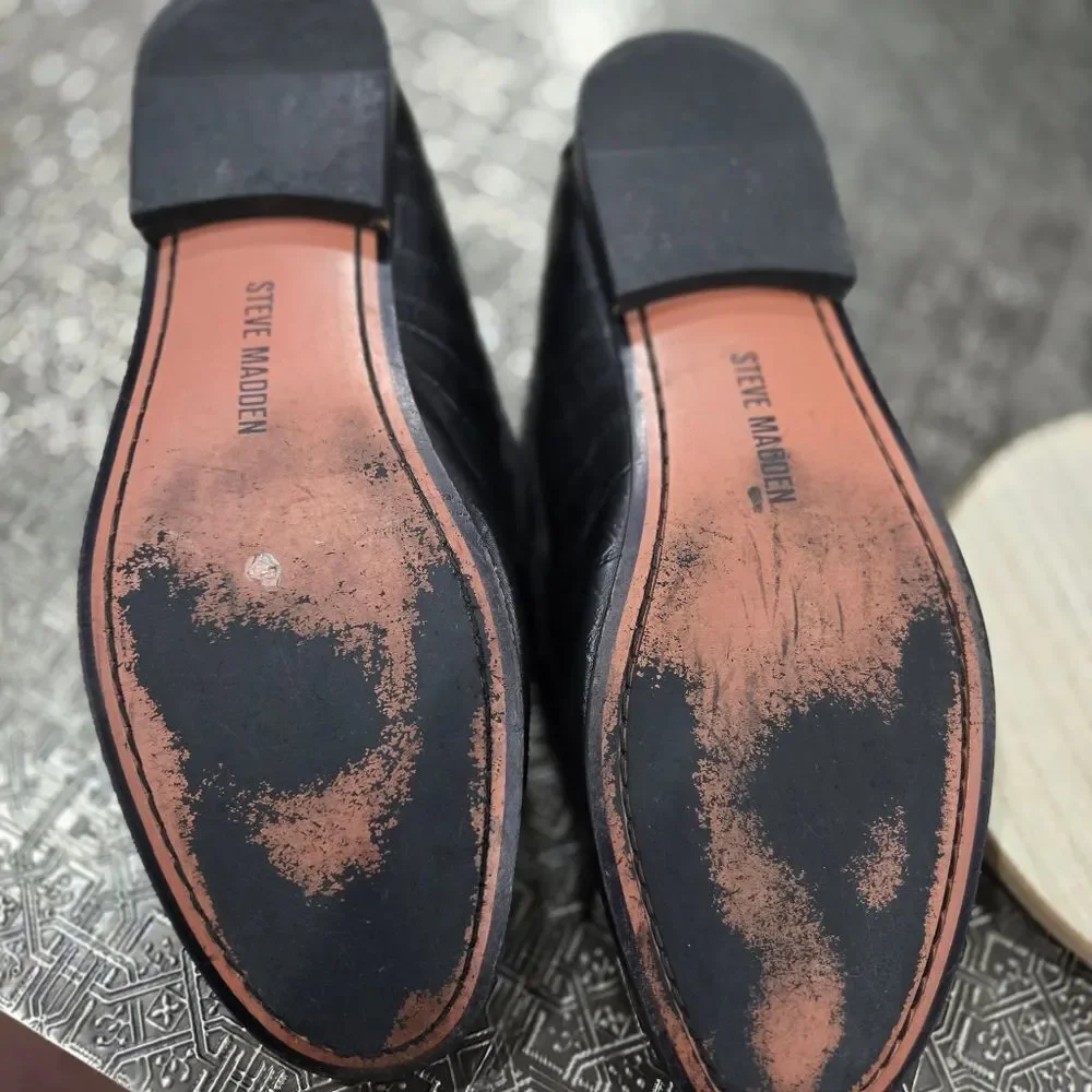 🐢 Steve Madden P-Donnel Black Croc Embossed Men's Leather Loafer - Size 10.5